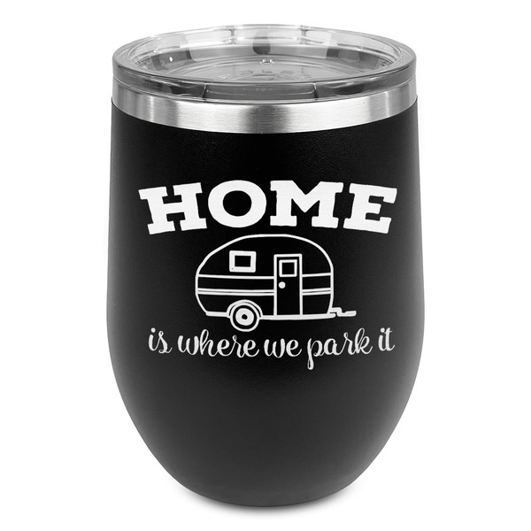 Custom Summer Camping Stemless Wine Tumbler - 5 Color Choices - Stainless Steel 