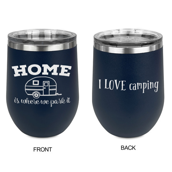 Summer Camping Stainless Wine Tumblers - Navy - Double Sided - Approval