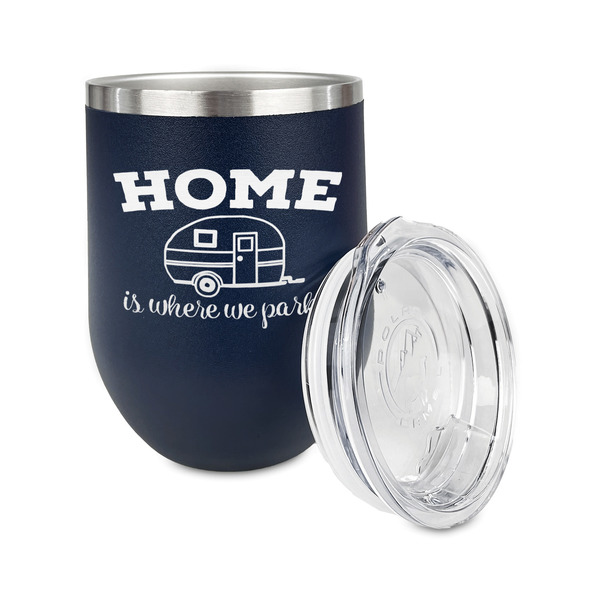 Summer Camping Stainless Wine Tumblers - Navy - Single Sided - Alt View