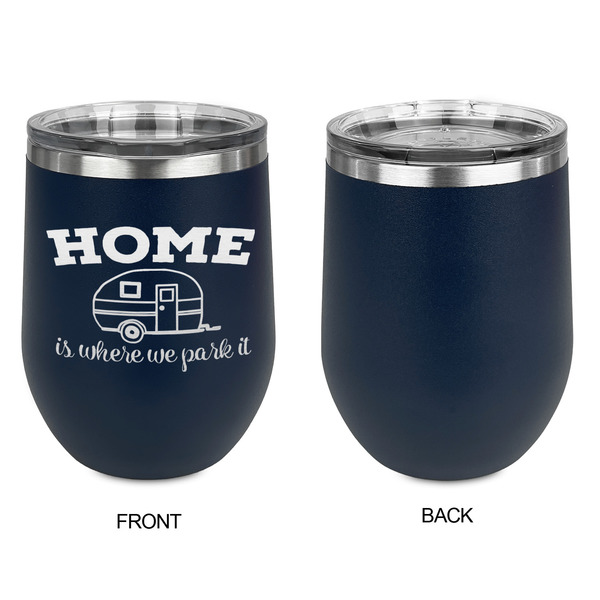 Summer Camping Stainless Wine Tumblers - Navy - Single Sided - Approval