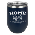 Summer Camping Stemless Stainless Steel Wine Tumbler - Navy - Single Sided