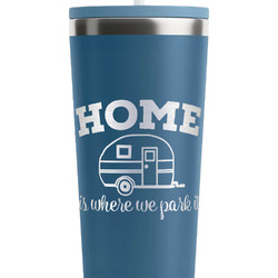 Summer Camping RTIC Everyday Tumbler with Straw - 28oz - Steel Blue - Double-Sided (Personalized)