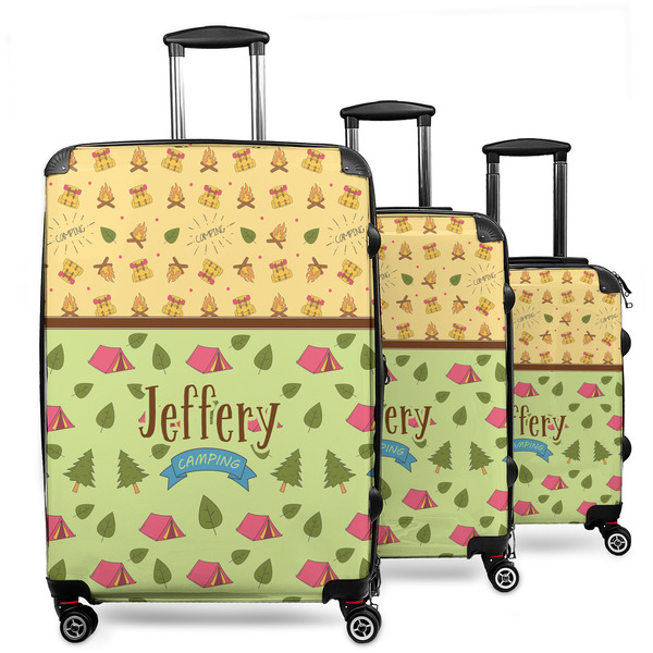 Custom Summer Camping 3 Piece Luggage Set - 20" Carry On, 24" Medium Checked, 28" Large Checked (Personalized)