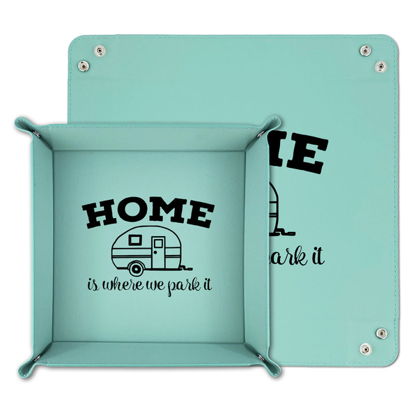 Summer Camping Teal Faux Leather Valet Trays - PARENT MAIN