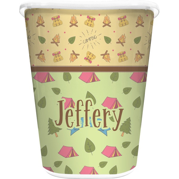 Custom Summer Camping Waste Basket - Double Sided (White) (Personalized)