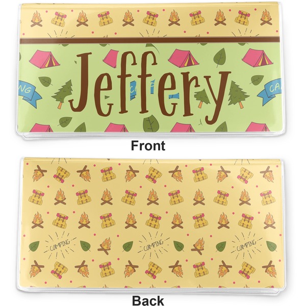 Summer Camping Vinyl Check Book Cover - Front and Back