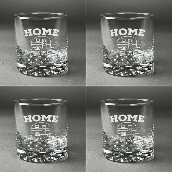 Summer Camping Whiskey Glasses - Set of 4 all Engraved