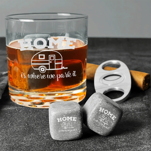 Summer Camping Whiskey Stones - Set of 3 - In Context