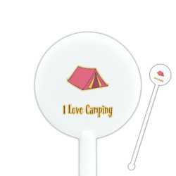 Summer Camping 5.5" Round Plastic Stir Sticks - White - Single Sided (Personalized)