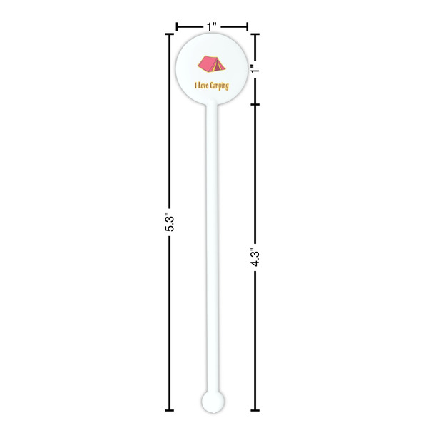 Summer Camping White Plastic 5.5" Stir Stick - Round - Dimensions