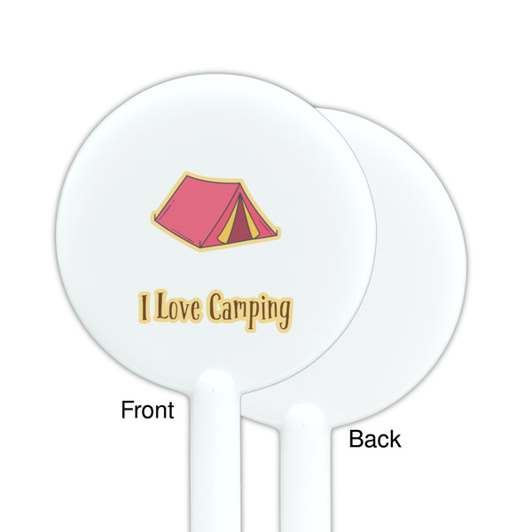 Summer Camping White Plastic 5.5" Stir Stick - Single Sided - Round - Front & Back