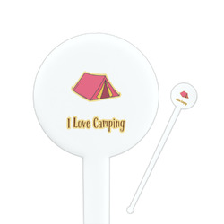 Summer Camping 7" Round Plastic Stir Sticks - White - Double Sided (Personalized)