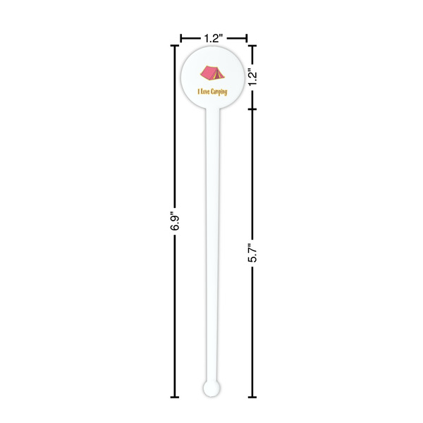 Summer Camping White Plastic 7" Stir Stick - Round - Dimensions