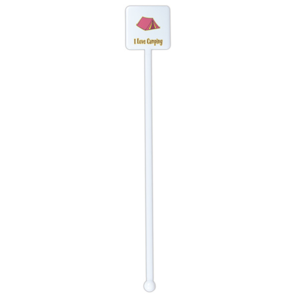 Summer Camping White Plastic Stir Stick - Double Sided - Square - Single Stick