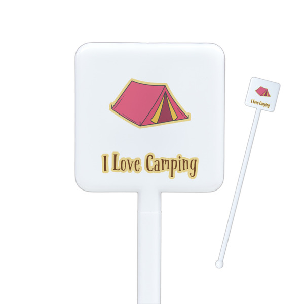 Custom Summer Camping Square Plastic Stir Sticks - Double Sided (Personalized)
