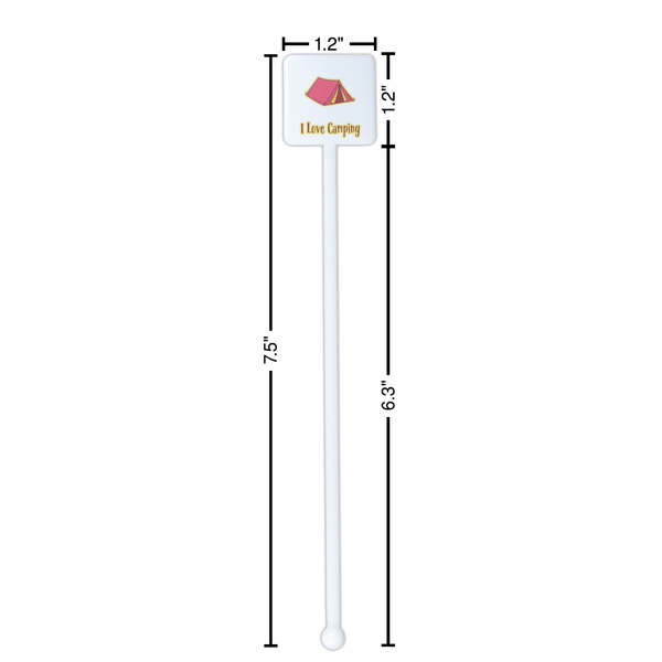 Summer Camping White Plastic Stir Stick - Square - Dimensions