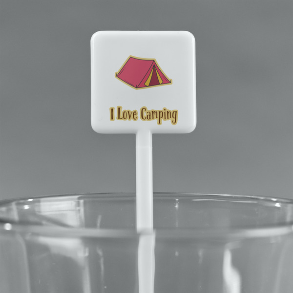 Summer Camping White Plastic Stir Stick - Square - Main