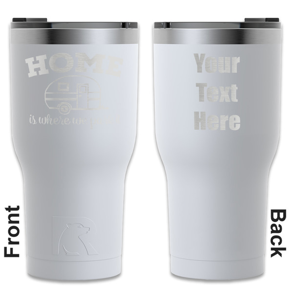 Custom Summer Camping RTIC Tumbler - White - Engraved Front & Back (Personalized)