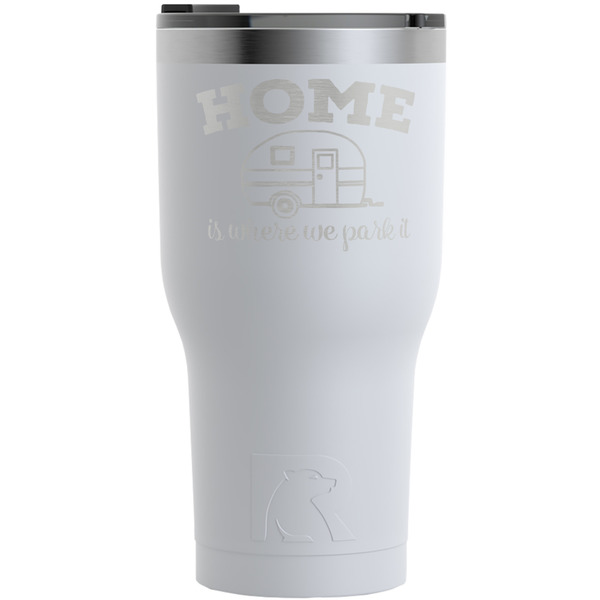 Custom Summer Camping RTIC Tumbler - White - Engraved Front