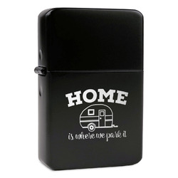 Summer Camping Windproof Lighter - Black - Double Sided & Lid Engraved
