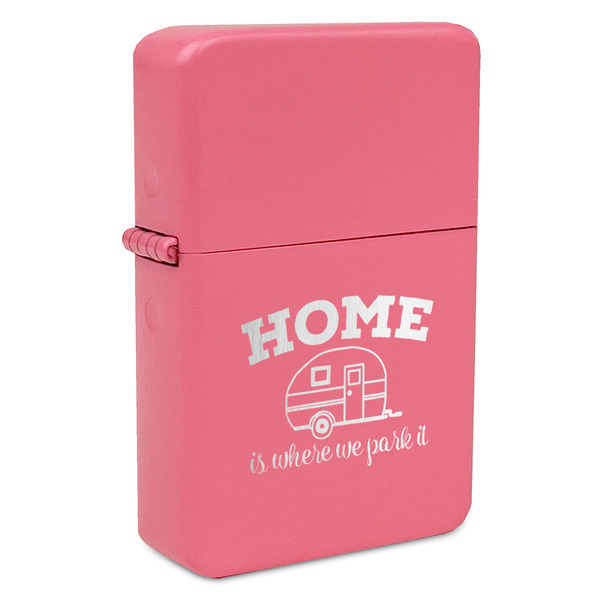 Custom Summer Camping Windproof Lighter - Pink - Single Sided & Lid Engraved