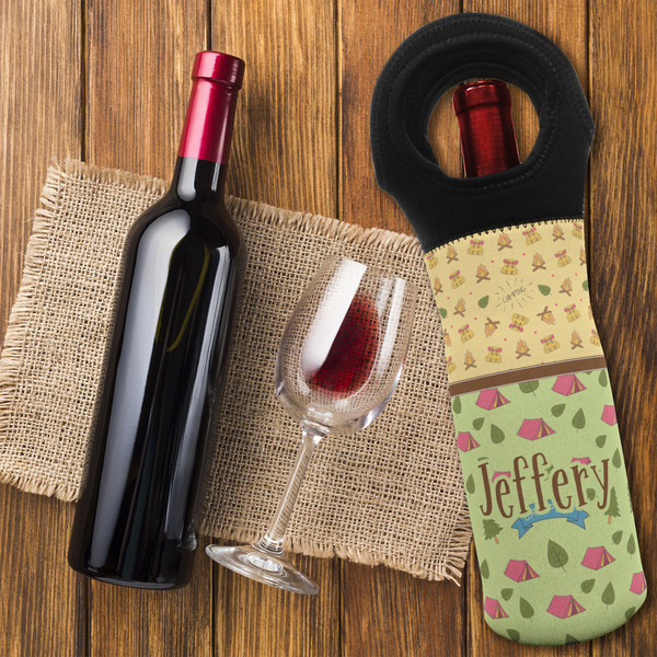 Summer Camping Wine Tote Bag - FLATLAY