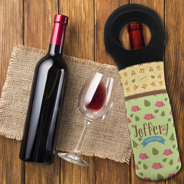 Summer Camping Wine Tote Bag - FLATLAY