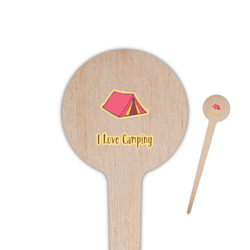Summer Camping 4" Round Wooden Food Picks - Single Sided (Personalized)