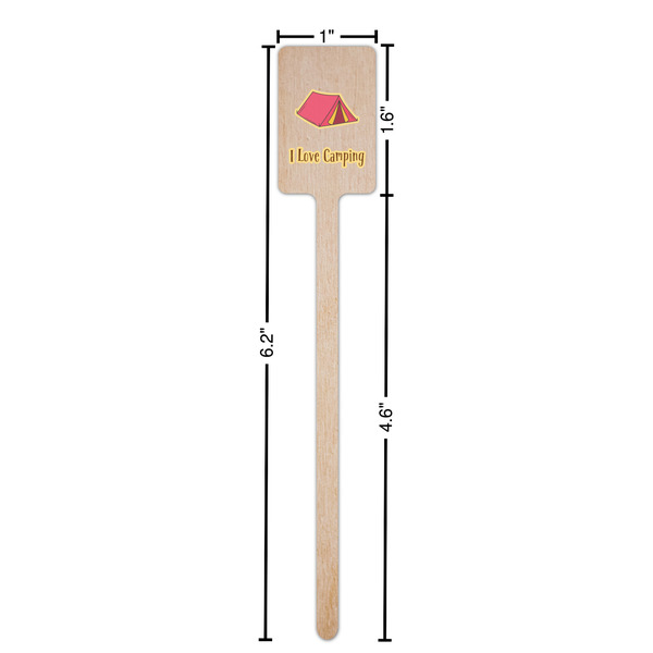 Summer Camping Wooden 6.25" Stir Stick - Rectangular - Dimensions