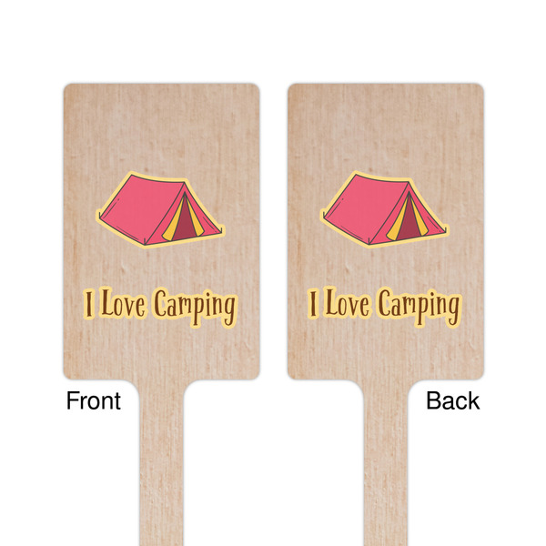 Summer Camping Wooden 6.25" Stir Stick - Rectangular - Double Sided - Front & Back