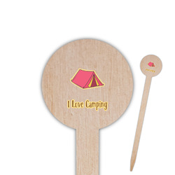 Summer Camping 6" Round Wooden Food Picks - Single Sided (Personalized)