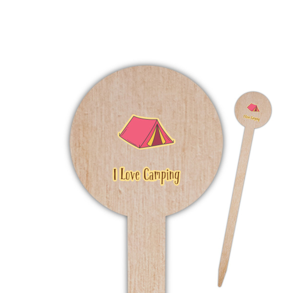 Custom Summer Camping 6" Round Wooden Food Picks - Single Sided (Personalized)