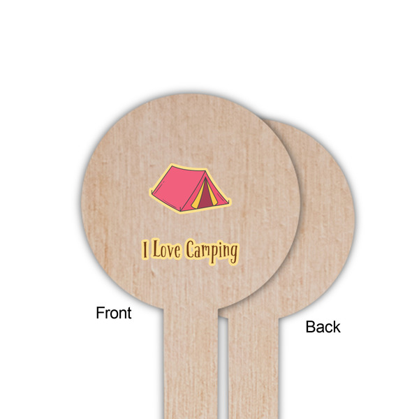 Summer Camping Wooden 6" Food Pick - Round - Single Sided - Front & Back