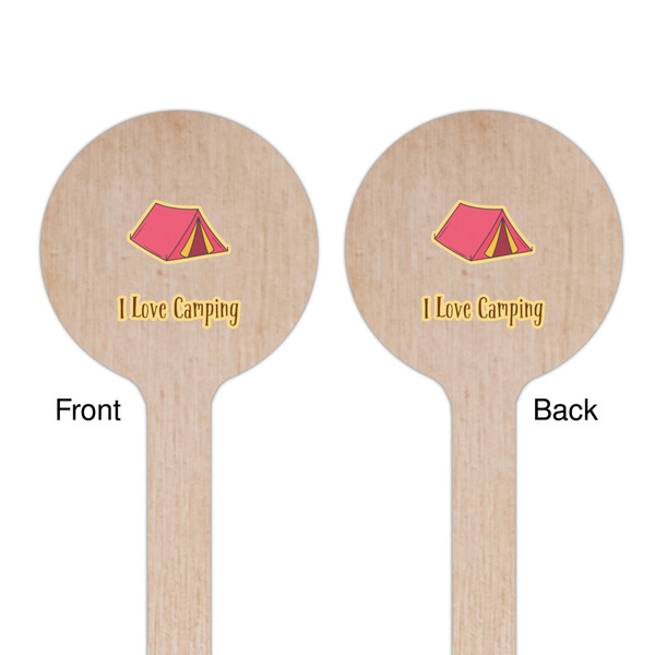 Summer Camping Wooden 6" Stir Stick - Round - Double Sided - Front & Back