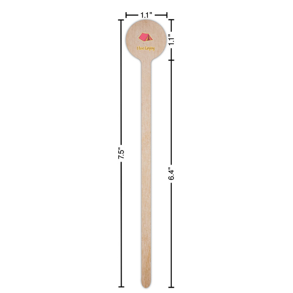 Summer Camping Wooden 7.5" Stir Stick - Round - Dimensions