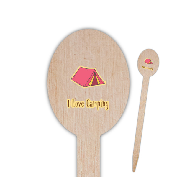 Custom Summer Camping Oval Wooden Food Picks (Personalized)