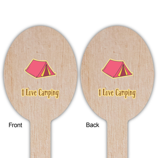 Summer Camping Wooden Food Pick - Oval - Double Sided - Front & Back