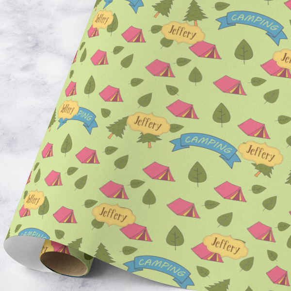 Custom Summer Camping Wrapping Paper Roll - Large - Matte (Personalized)