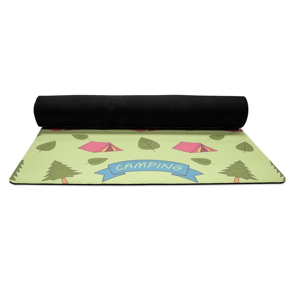 Summer Camping Yoga Mat Rolled up Black Rubber Backing