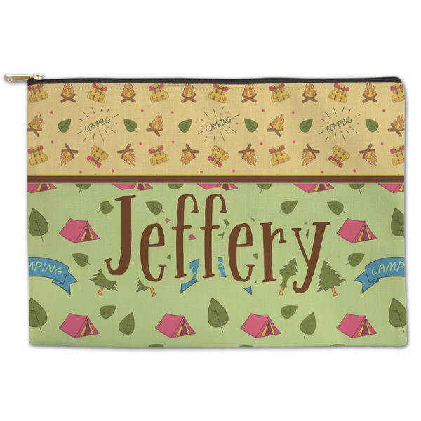 Custom Summer Camping Zipper Pouch - Large - 12.5"x8.5" (Personalized)
