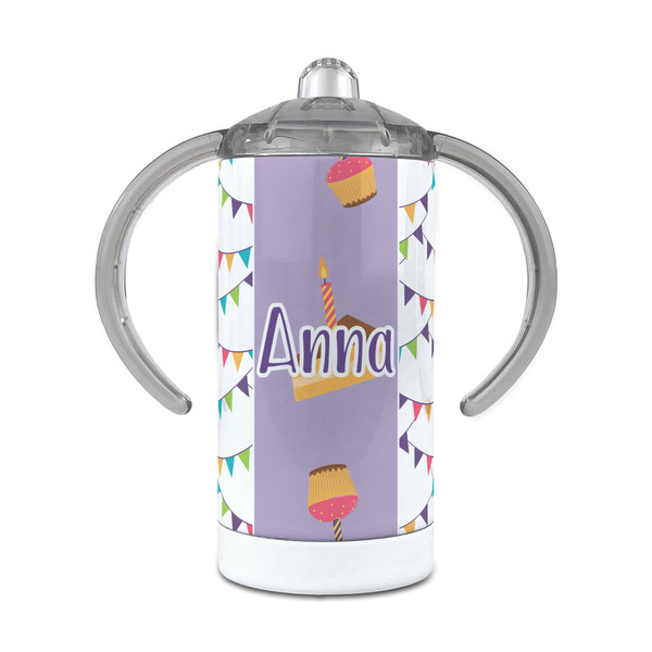Custom Happy Birthday 12 oz Stainless Steel Sippy Cup (Personalized)
