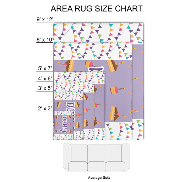 Happy Birthday 2'x3' Indoor Area Rugs - Size Chart