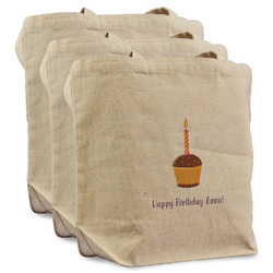 Happy Birthday Reusable Cotton Grocery Bags - Set of 3 (Personalized)
