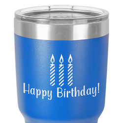 Happy Birthday 30 oz Stainless Steel Tumbler - Royal Blue - Double-Sided (Personalized)