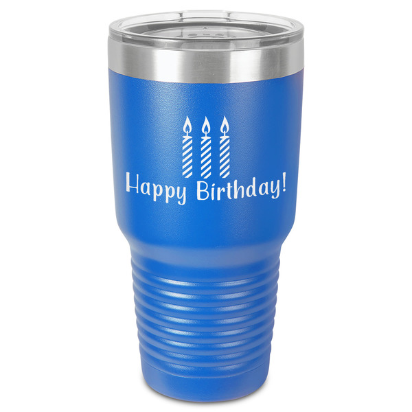 Happy Birthday 30 oz Stainless Steel Ringneck Tumbler - Blue - Front