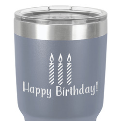 Happy Birthday 30 oz Stainless Steel Tumbler - Grey - Single-Sided (Personalized)