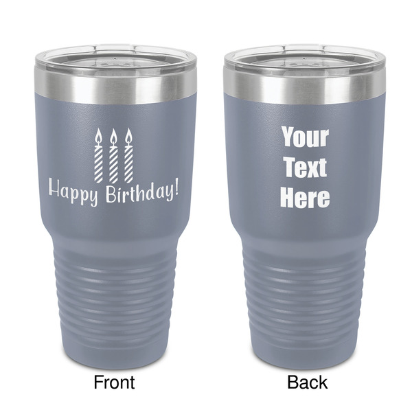 Custom Happy Birthday 30 oz Stainless Steel Tumbler - Grey - Double-Sided (Personalized)