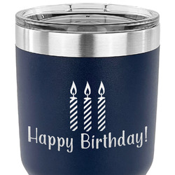 Happy Birthday 30 oz Stainless Steel Tumbler - Navy - Single Sided (Personalized)