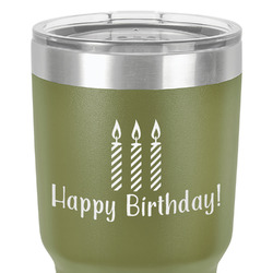 Happy Birthday 30 oz Stainless Steel Tumbler - Olive - Single-Sided (Personalized)