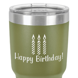 Happy Birthday 30 oz Stainless Steel Tumbler - Olive - Double-Sided (Personalized)